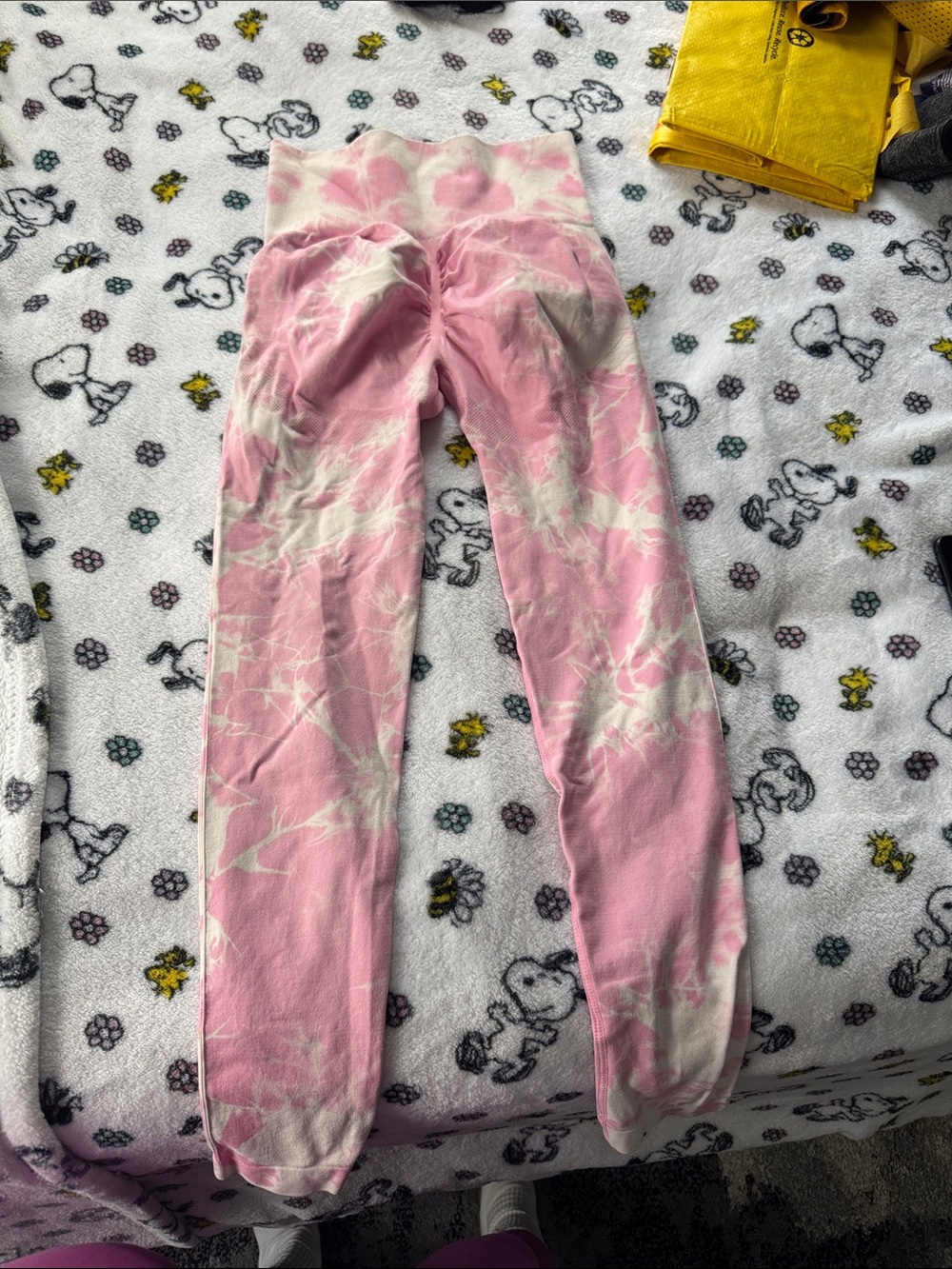 Pink and White Tie-Dye High-Waist Leggings